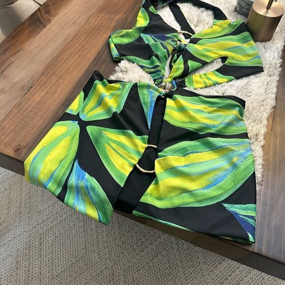 🎉🎉LOUISA BALLOU Blue & Green Sex Wax Dress, L - Picture 6 of 8